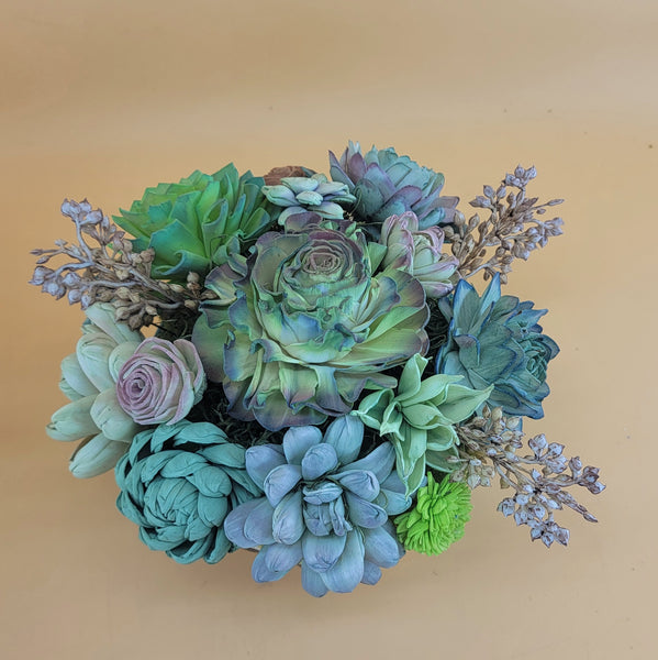 Cute Owl Wood Succulent Arrangement