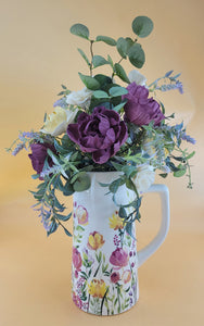 Mauve Peony and Yellow Daffodil Arrangement